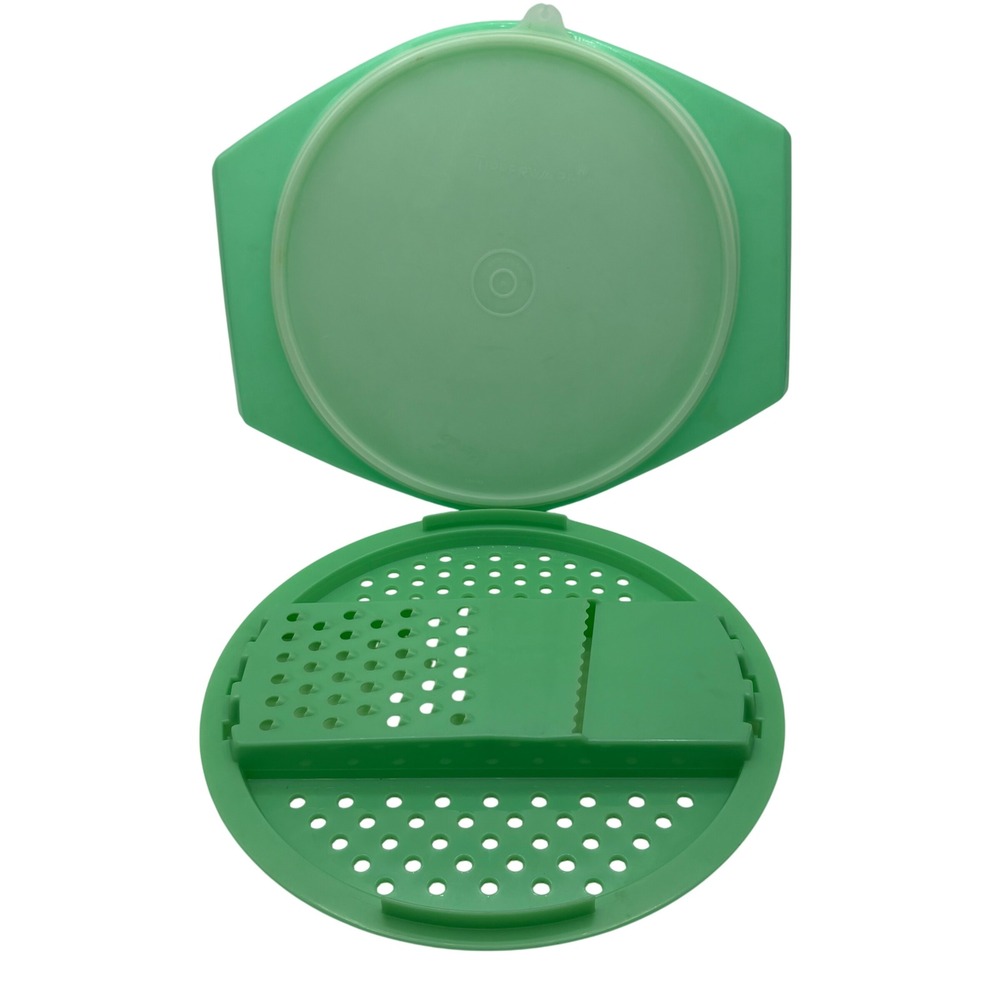 Tupperware Grater Slicer Bowl Set 786-4 Green Jadeite Sheer Lid Vintage